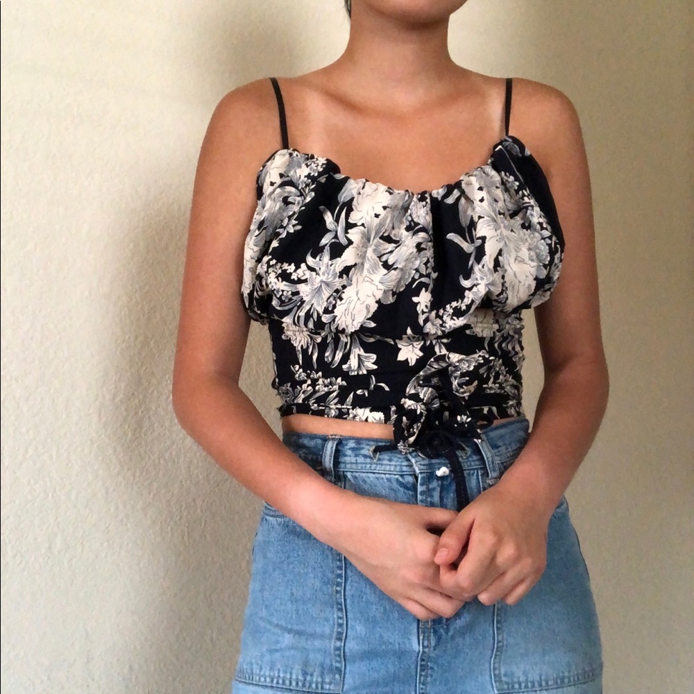 Floral milkmaid cami crop top